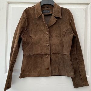 Express World Brand Brown Suede Leather Jacket M